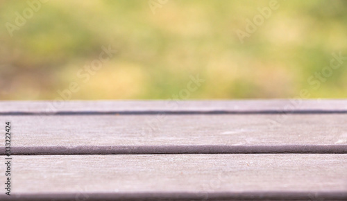 View from the window. Wooden window sill. Countertop and space for your text.