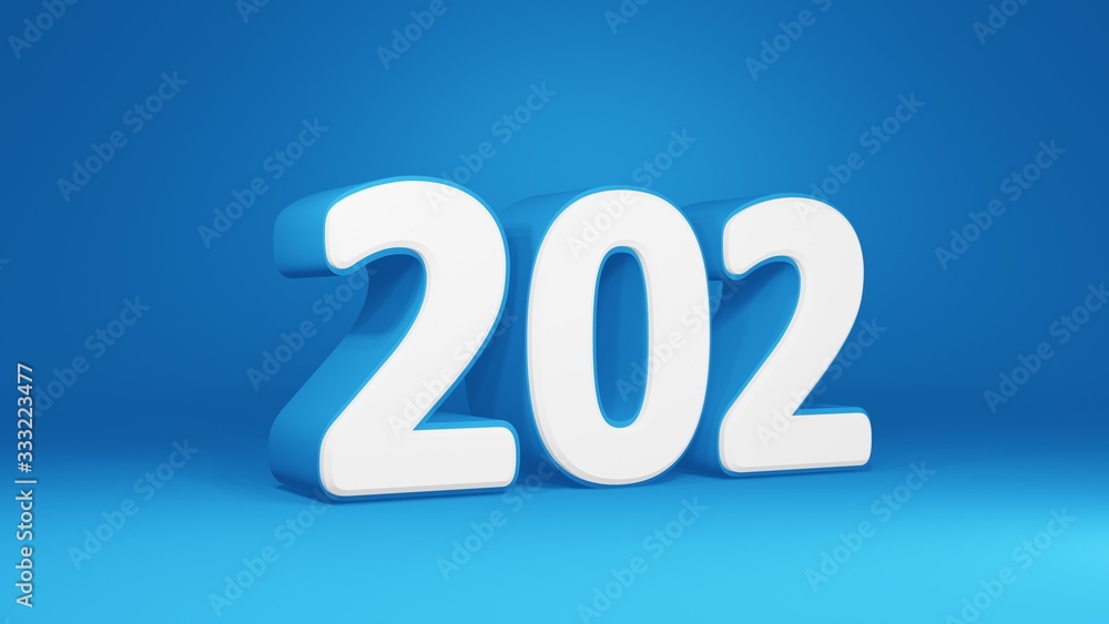 Number 202 in white on light blue background, isolated number 3d render Number 202 in white on light blue background, isolated number 3d render