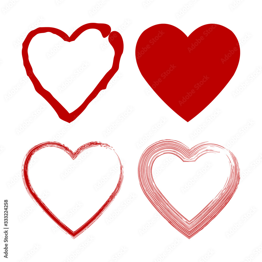 Collection of heart icon vector illustrations, Love set symbol