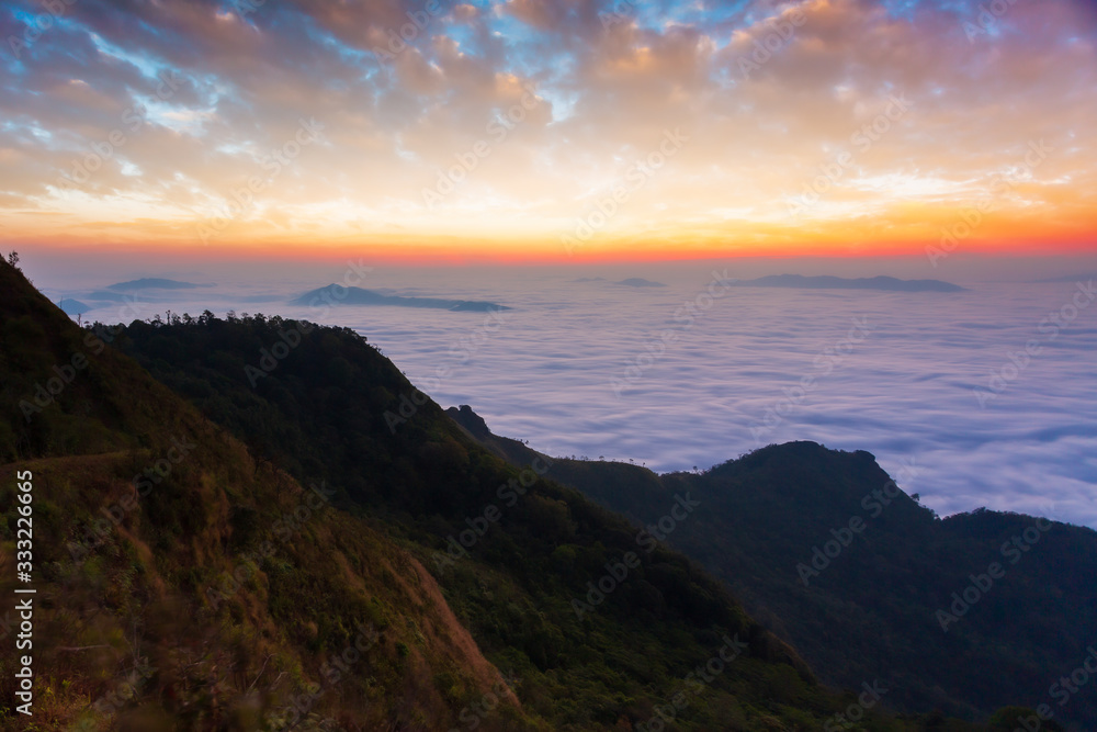 Sunrise at Phu chee dao peak of mountain in Chiang rai,Thailand Sunrise at Phu chee dao peak of mountain in Chiang rai,Thailand