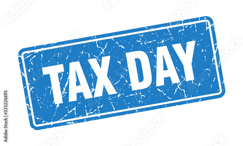 tax day stamp. tax day vintage blue label. Sign