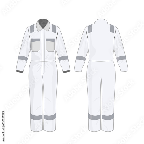 White work overalls with safety band isolated vector on the white background	
