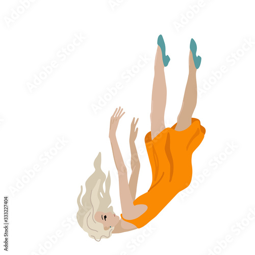 Woman is falling down. Vector isolated illustration