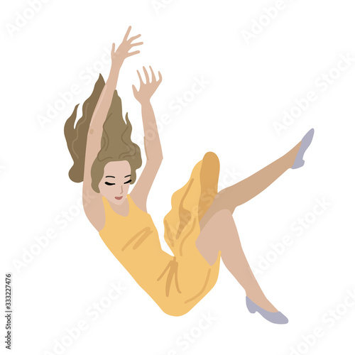 Woman is falling down. Vector isolated illustration