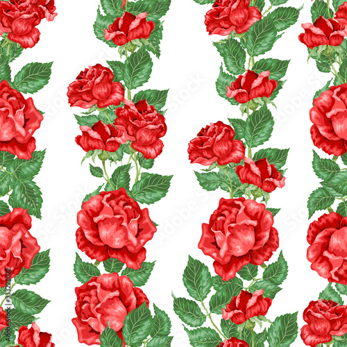 Red Roses Seamless pattern in vector illustration
