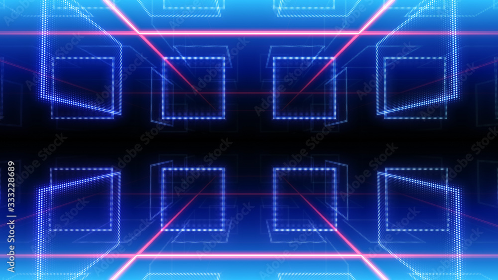 Disco club space illumination neon light room floor wall 3D illustration abstract background Disco club space illumination neon light room floor wall 3D illustration abstract background