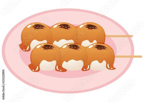 みたらし団子と丸皿