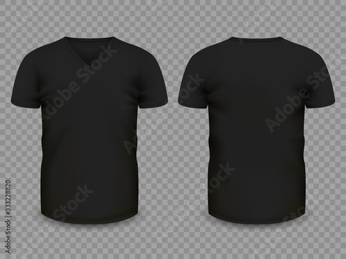 Men's black V-neck shirt template