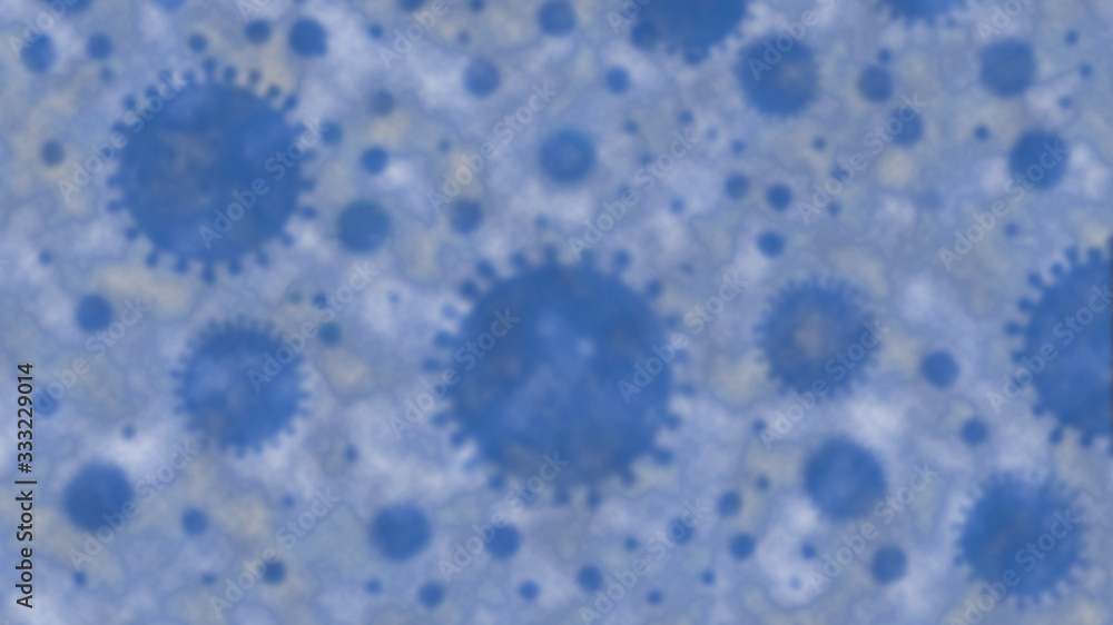 Coronavirus floating in fluid microscopic view. Pandemic outbreak covid-19 China Coronavirus floating in fluid microscopic view. Pandemic outbreak covid-19 China