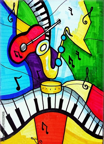 Art Drawing Abstract Copic color Triangle Curve Square  music