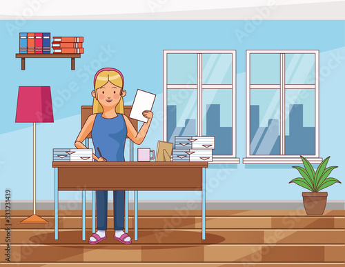 work at home woman character