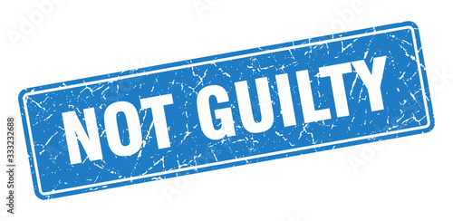not guilty stamp. not guilty vintage blue label. Sign