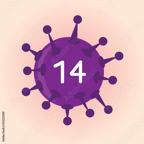 Number 14, Illustratition coronavirus or covid-19 virus infection icon.  photo