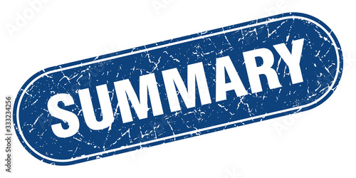 summary sign. summary grunge blue stamp. Label