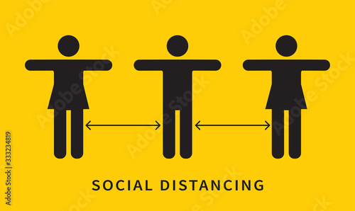 Social distancing icon. Keep the 1-2 meter distance. Coronovirus epidemic protective. Vector illustration