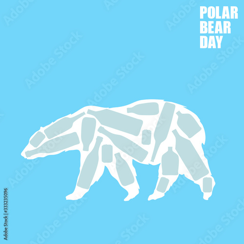 Polar bear day logo. Hand drawn. Creative cartoon design. Modern, children's style. Fashion print for clothes, cards, picture, poster, banner for websites. Vector illustration