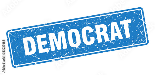 democrat stamp. democrat vintage blue label. Sign