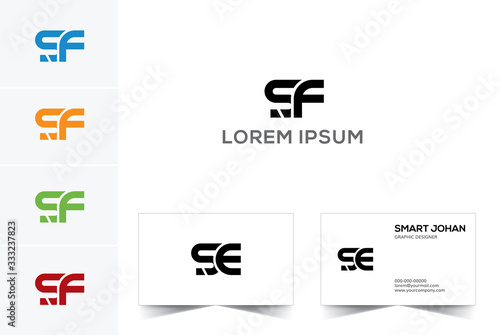 SF Letter Logo Design with Creative Modern Trendy Typography and Black Colors.