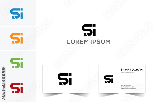 SI Letter Logo Design with Creative Modern Trendy Typography and Black Colors.