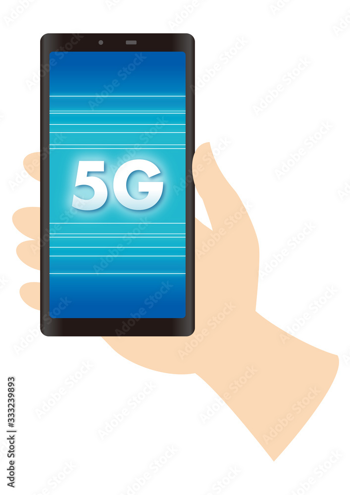5Gのスマホを持つ手