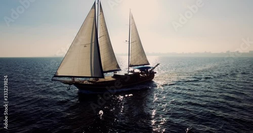 Aerial View of the Palinuro Sailing Ship at Sea