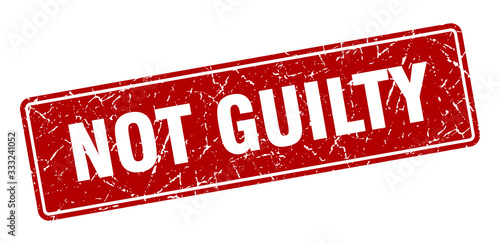 not guilty stamp. not guilty vintage red label. Sign