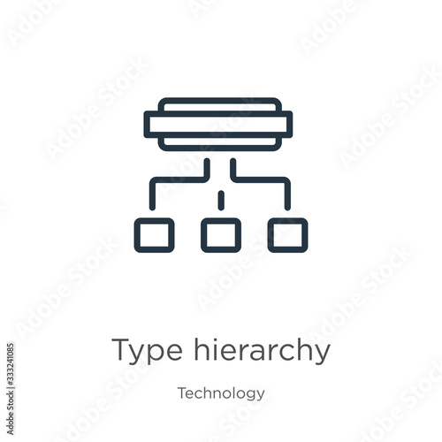 Type hierarchy icon. Thin linear type hierarchy outline icon isolated on white background from technology collection. Line vector sign, symbol for web and mobile