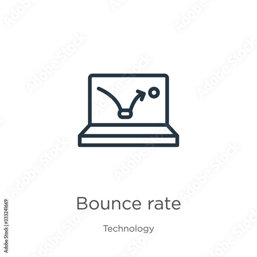 Bounce rate icon. Thin linear bounce rate outline icon isolated on white background from technology collection. Line vector sign, symbol for web and mobile