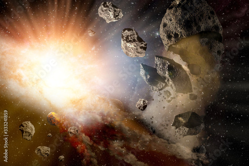 Fototapeta Naklejka Na Ścianę i Meble -  big explosion in the galaxy outerspace armageddon Elements of this image furnished by NASA .