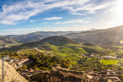 Sperlinga Sicily Italy - View of the medieval fortification and panorama of countryside around