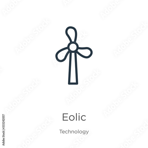 Eolic icon. Thin linear eolic outline icon isolated on white background from technology collection. Line vector sign, symbol for web and mobile
