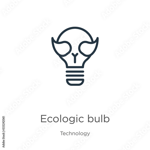Ecologic bulb icon. Thin linear ecologic bulb outline icon isolated on white background from technology collection. Line vector sign, symbol for web and mobile