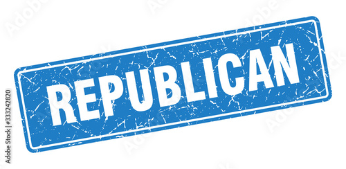 republican stamp. republican vintage blue label. Sign