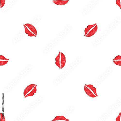Vector seamless background with red lips