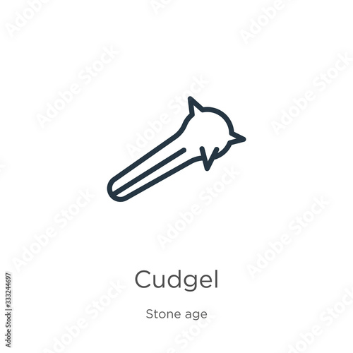 Cudgel icon. Thin linear cudgel outline icon isolated on white background from stone age collection. Line vector sign, symbol for web and mobile