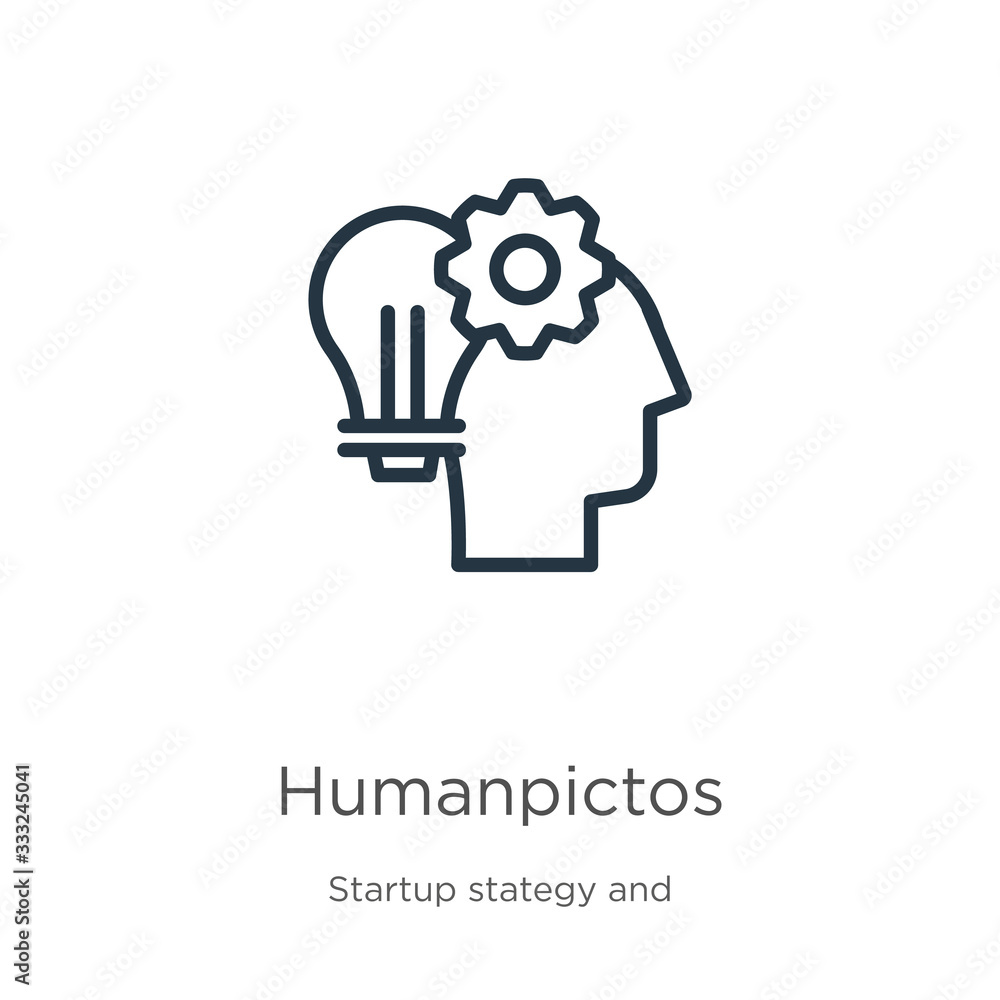 Humanpictos icon. Thin linear humanpictos outline icon isolated on white background from startup collection. Line vector sign, symbol for web and mobile