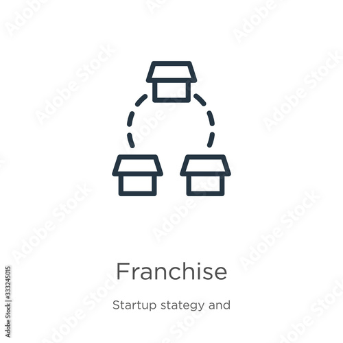 Franchise icon. Thin linear franchise outline icon isolated on white background from startup collection. Line vector sign, symbol for web and mobile