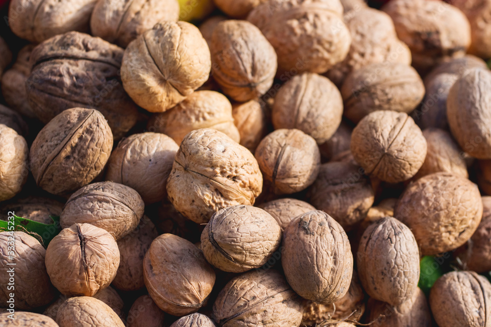 A bunch of walnuts in the sunlight_ A bunch of walnuts in the sunlight_