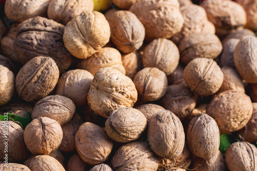 A bunch of walnuts in the sunlight_