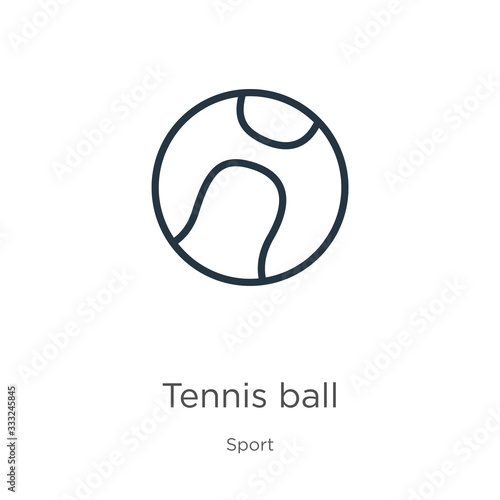 Tennis ball icon. Thin linear tennis ball outline icon isolated on white background from sport collection. Line vector sign, symbol for web and mobile