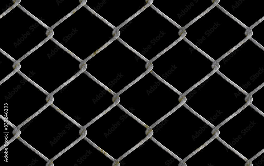 Fototapeta premium chain link fence on black background