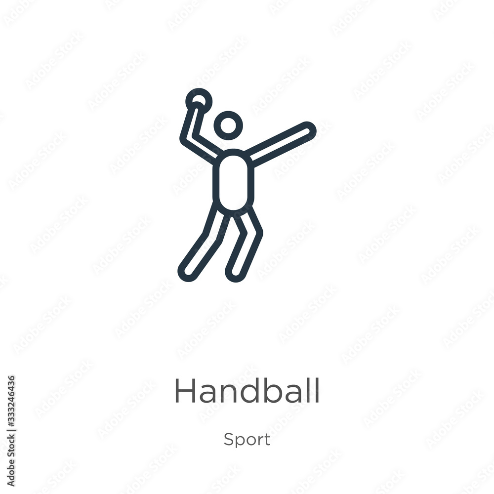 Handball icon. Thin linear handball outline icon isolated on white background from sport collection. Line vector sign, symbol for web and mobile Handball icon. Thin linear handball outline icon isolated on white background from sport collection. Line vector sign, symbol for web and mobile