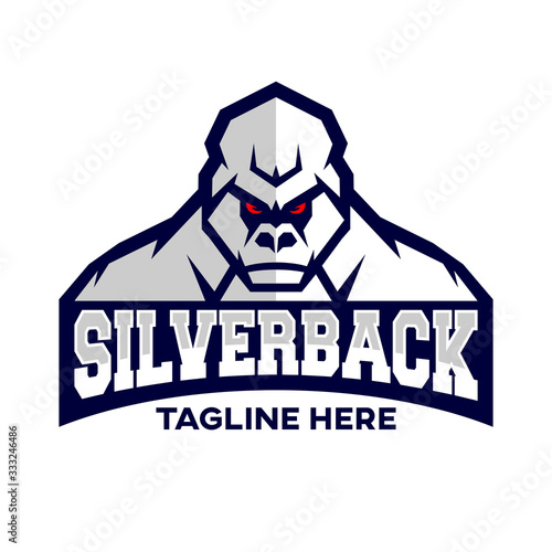 Modern silverback gorilla mascot logo.Vector illustration.