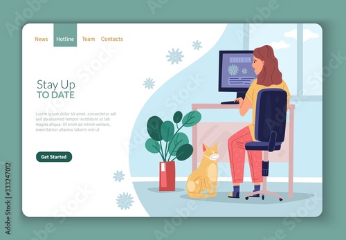 Quarantine virus cartoon people landing page
