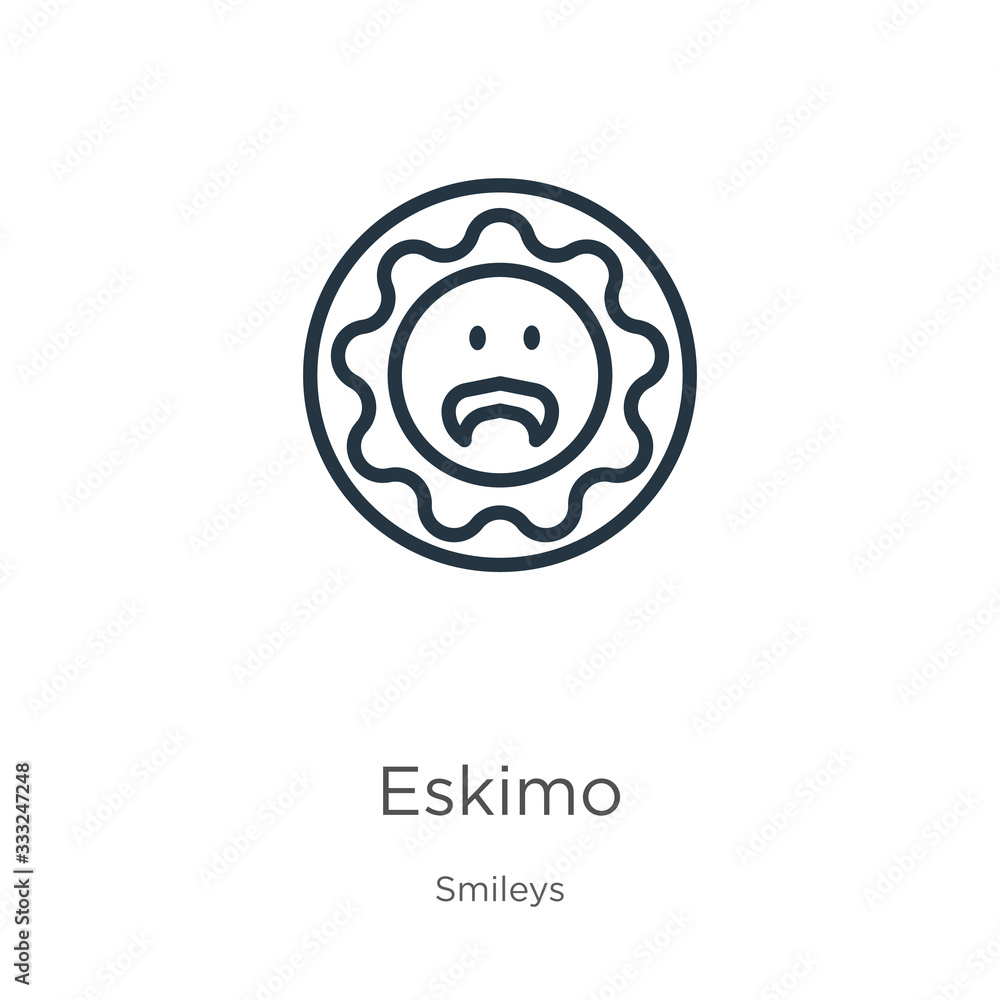 Eskimo icon. Thin linear eskimo outline icon isolated on white background from smileys collection. Line vector sign, symbol for web and mobile Eskimo icon. Thin linear eskimo outline icon isolated on white background from smileys collection. Line vector sign, symbol for web and mobile