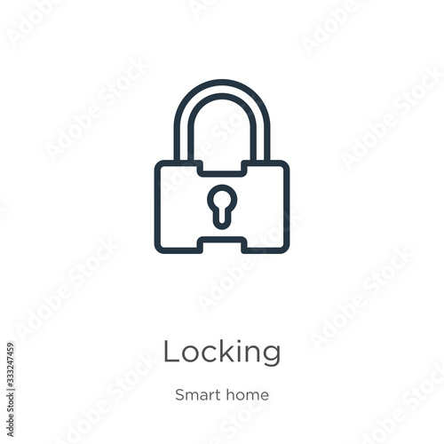 Locking icon. Thin linear locking outline icon isolated on white background from smart house collection. Line vector sign, symbol for web and mobile