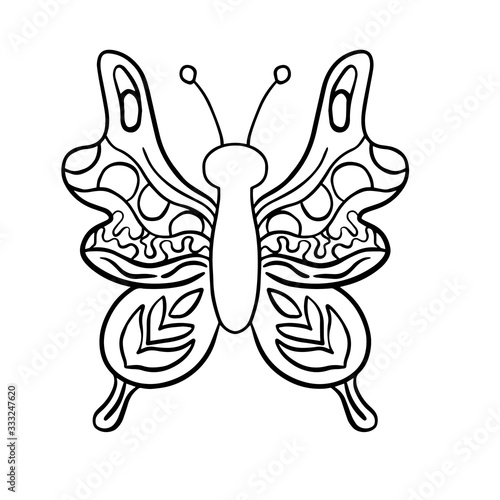  vector illustration coloring butterfly on a white background isolated drawing