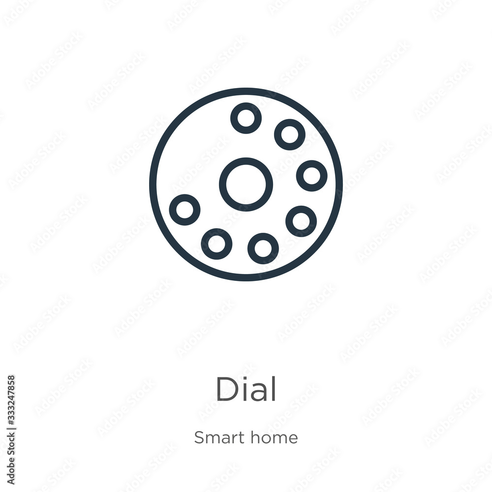 Dial icon. Thin linear dial outline icon isolated on white background from smart house collection. Line vector sign, symbol for web and mobile