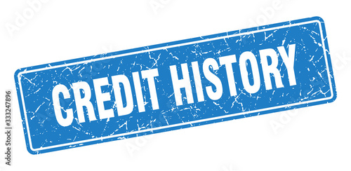 credit history stamp. credit history vintage blue label. Sign