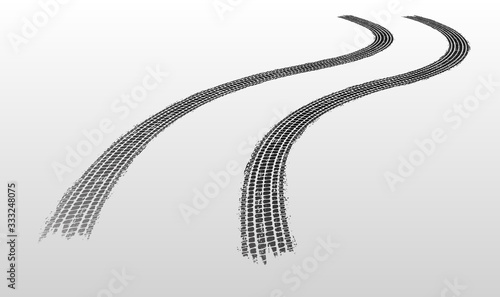 Vector illustration. Tire tracks in persective, grunge.